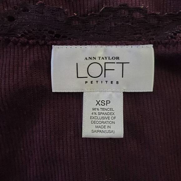 Loft Maroon Ribbed Tank Top - XS - Picture 4 of 7